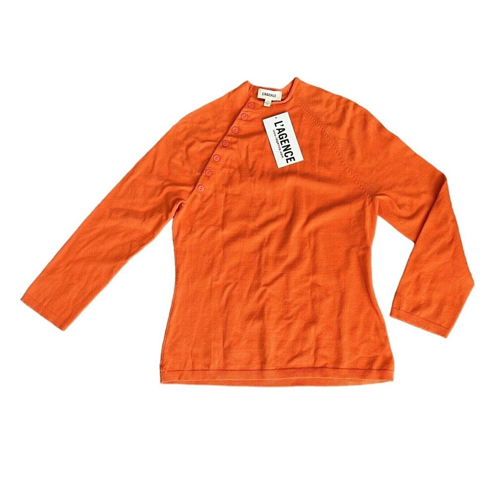 L’Agence Sweater Womens Extra Small Knit with Buttons Orange